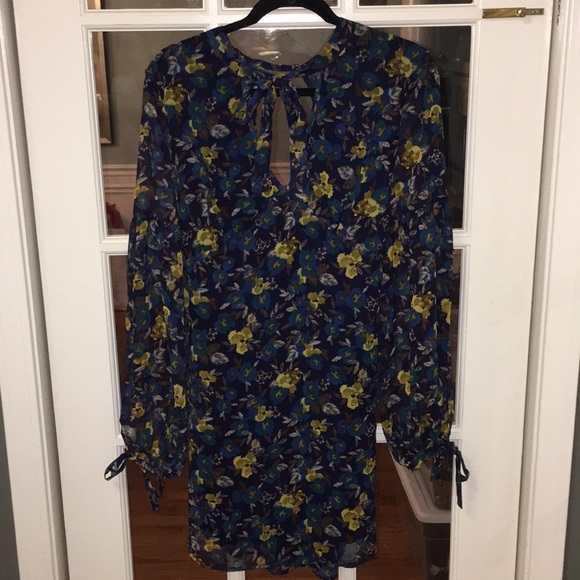 Navy blue, yellow flower dress - Picture 1 of 5